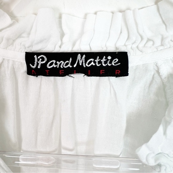JP & MATTIE EASY ESSENCE WHITE EMBROIDERED SHORT SLEEVE BOHO BLOUSE WOMENS LARGE - Picture 4 of 5